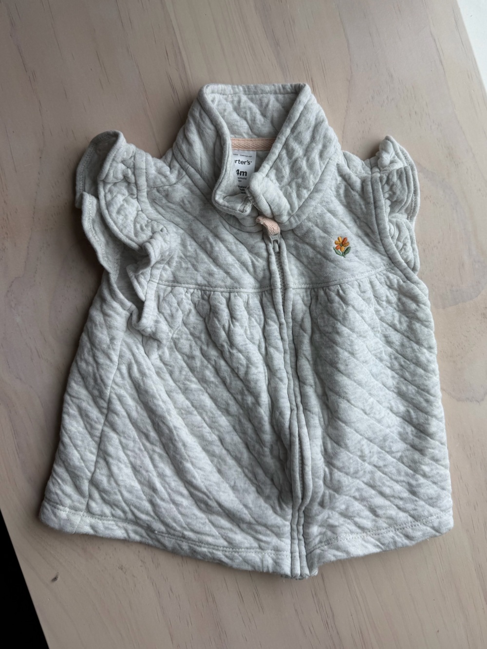 Carter's Light Gray Quilted Girls Sleep Sack with Flower Detail